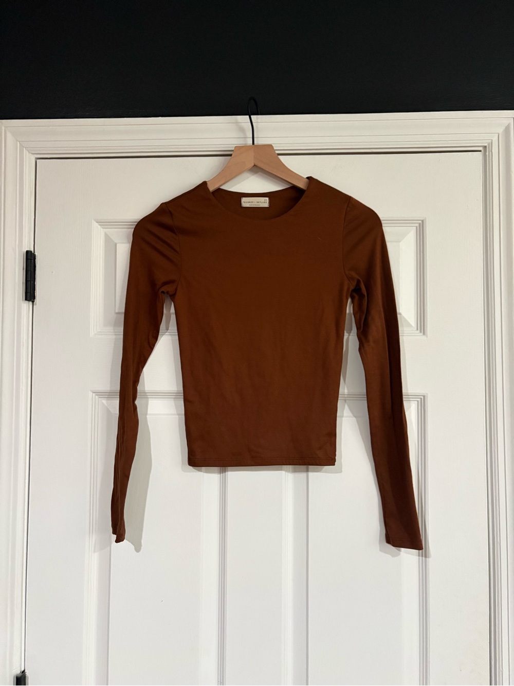 Long Sleeve Crewneck Top in Brown